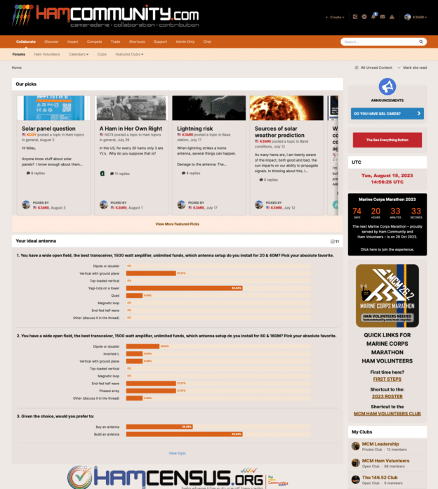 Screenshot of the old ham community site